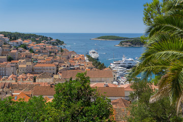 Fototapeta na wymiar Hvar panoramic view over the old town, Croatia