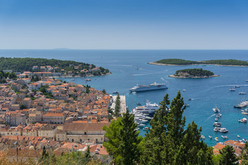 Hvar old town panorama, Croatian island