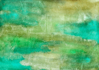 Colorful background. Watercolor green and ochre spots