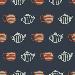 tea mug and cup seamless pattern design