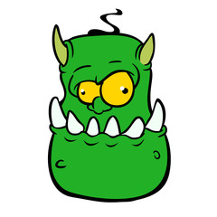 Angry cartoon monster demon character