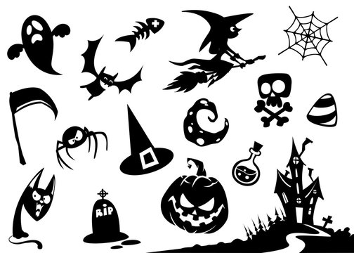 Halloween cartoon elements silhouette