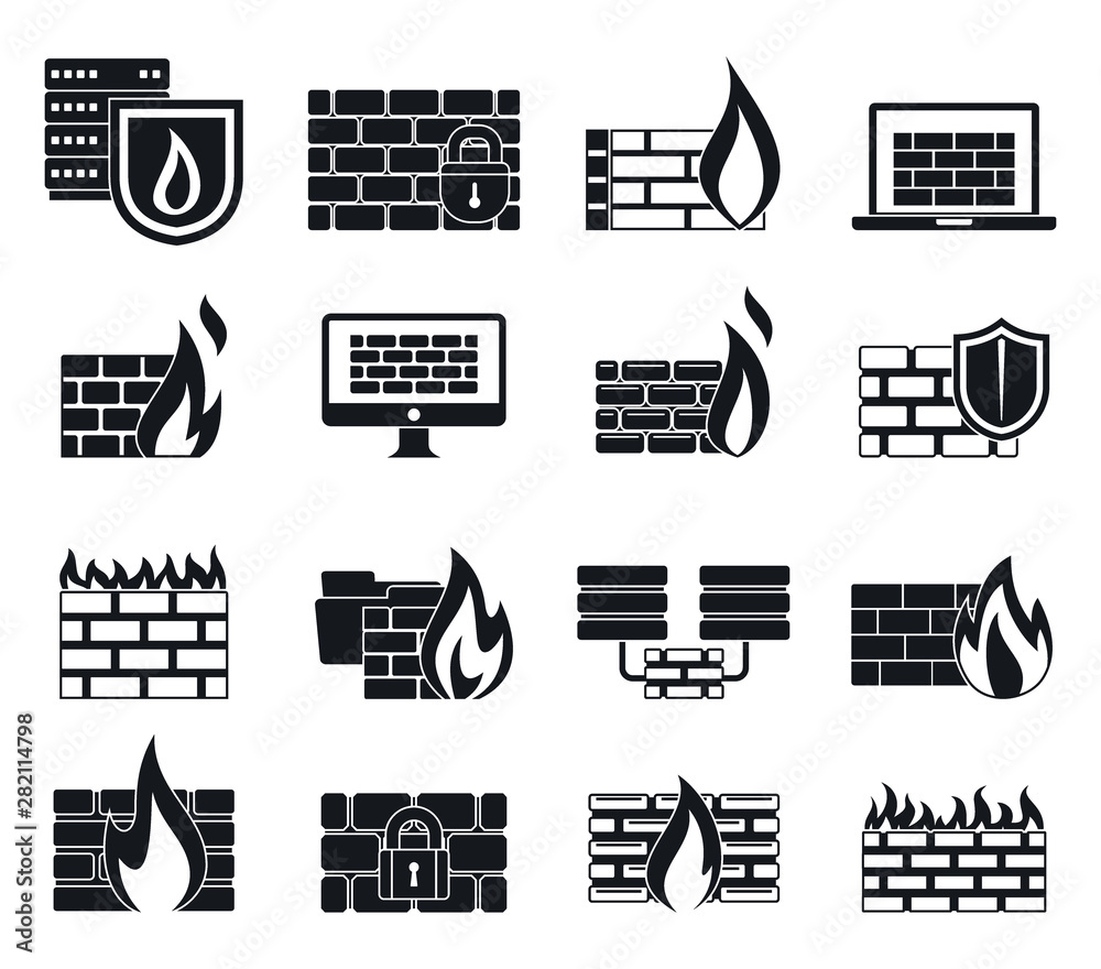 Poster firewall data icons set. simple set of firewall data vector icons for web design on white background