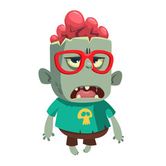 Cartoon scary zombie. Halloween vector illustration