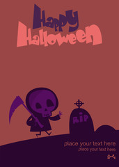Cartoon scary grim reaper on