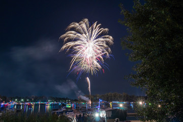 firework in front of danube river