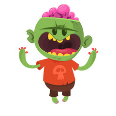 Cartoon scary zombie. Halloween vector illustration
