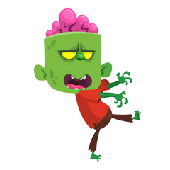 Cartoon scary zombie. Halloween vector illustration