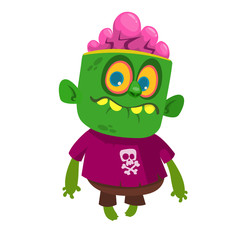 Cartoon scary zombie. Halloween vector illustration
