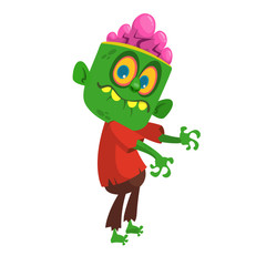 Cartoon scary zombie. Halloween vector illustration