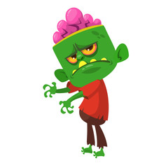 Cartoon scary zombie. Halloween vector illustration