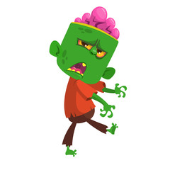 Cartoon scary zombie. Halloween vector illustration