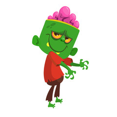 Cartoon scary zombie. Halloween vector illustration
