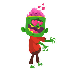 Cartoon scary zombie. Halloween vector illustration