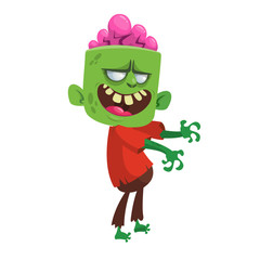 Cartoon scary zombie. Halloween vector illustration