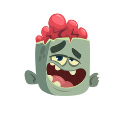 Cartoon scary zombie. Halloween vector illustration