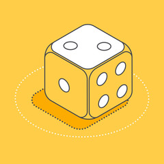 isometric vector icon on a yellow background, simple graphic dice
