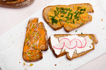 Healthy breakfast: tasty sandwiches