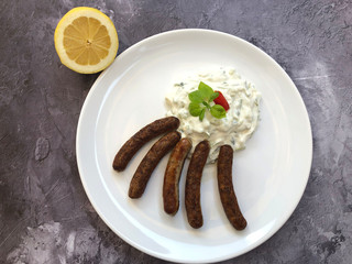 Homemade grilled sausages 