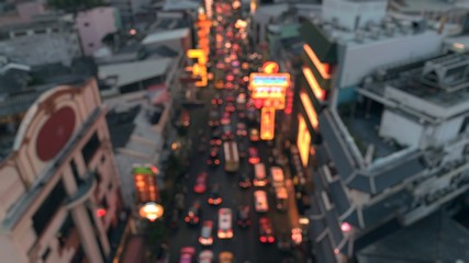 Bokeh in street, Blur abstract background from Yaowarat Road (Chinatown Bangkok) ,Bangkok, Thailand.