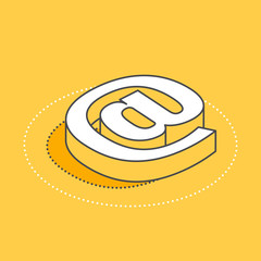 Obraz premium isometric vector icon on a yellow background, business signe in the form of an email , Internet mail