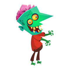 Cartoon scary zombie. Halloween vector illustration