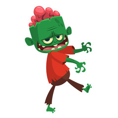 Cartoon scary zombie. Halloween vector illustration