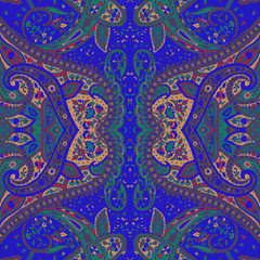 Traditional oriental paisley pattern. Floral wallpaper.