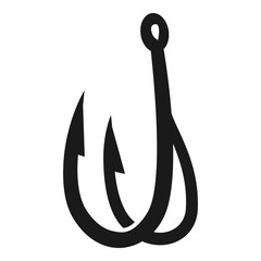 Double fishing hook icon. Simple illustration of double fishing hook vector icon for web design isolated on white background