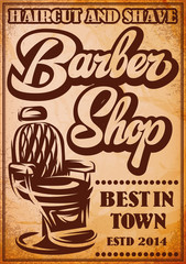 Stylish poster for advertising Barbershop with calligraphic inscription