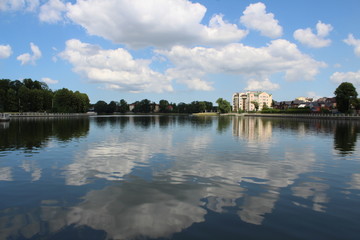 reflection of blue sky in the lake