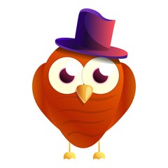 Owl top hat icon. Cartoon of owl top hat vector icon for web design isolated on white background