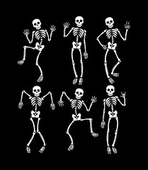 Set of dancing skeletons