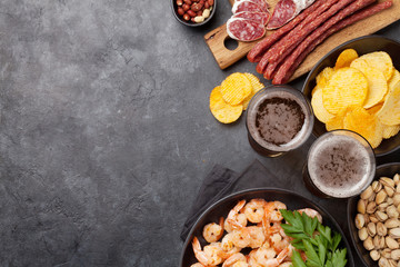 Draft beer and snacks