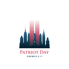 Patriot Day card with Twin Towers and phrase Remember 9-11. September 11, 2001. World Trade Center. Vector design template.
