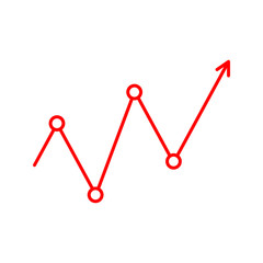 Up trend symbol. Chart going upward sign. Stock icon on white background. 