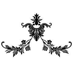 Obraz premium Black vintage baroque ornament, corner. Retro pattern antique style acanthus.Black vintage baroque ornament, corner. Retro pattern antique style acanthus. 