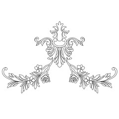 Black vintage baroque ornament, corner. Retro pattern antique style acanthus.Black vintage baroque ornament, corner. Retro pattern antique style acanthus. 