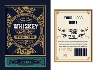 Old label design for Whiskey and Wine label, Restaurant banner, Beer label.  illustration © Roverto
