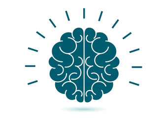 Logo, human brain icon. Concept of thinking, brainstorming, good idea, brain activity, understanding.