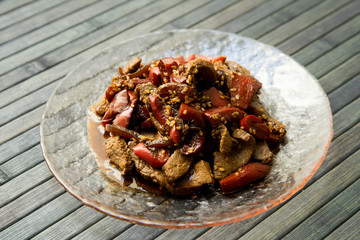 Meat dish from a restaurant in spain