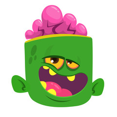 Cartoon scary zombie. Halloween vector illustration