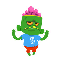 Cartoon scary zombie. Halloween vector illustration