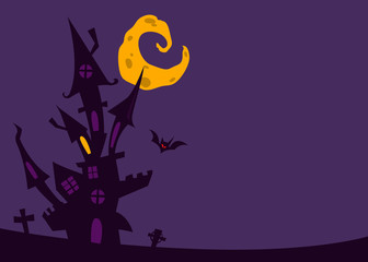Cartoon scary haunted house. Halloween vector illustration