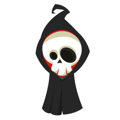 Cute cartoon grim reaper. Halloween vector illustration