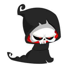 Cute cartoon grim reaper. Halloween vector illustration