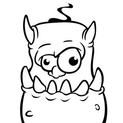 Angry cartoon monster character outlines