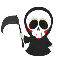 Cute cartoon grim reaper. Halloween vector illustration