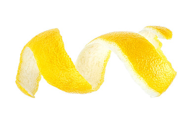 Lemon peel isolated on a white background. Healthy food. Vitamin C.