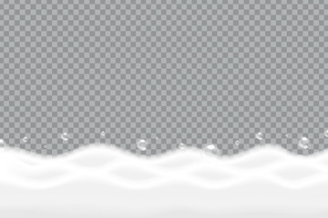 Vector realistic isolated soap foam for template decoration and layout covering on the transparent background.
